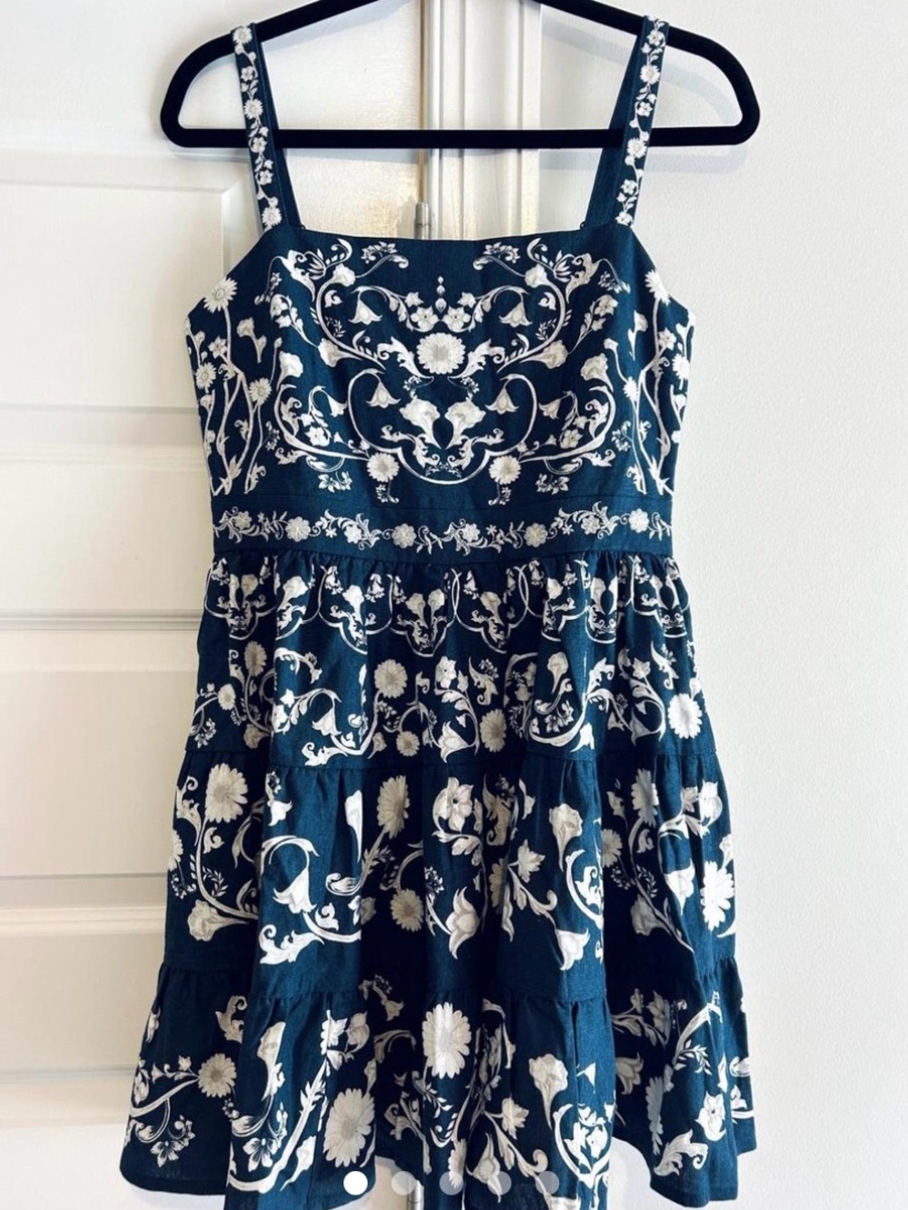 NWT - Caroline Constas Navy Floral Embroidered Sundress - Medium